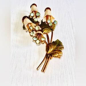Vintage 1940’s Mariam Haskel Floral Brooch with Rhinestones